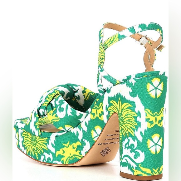Antonio Melani Bold platform sandals green and yellow pattern - Picture 3 of 11